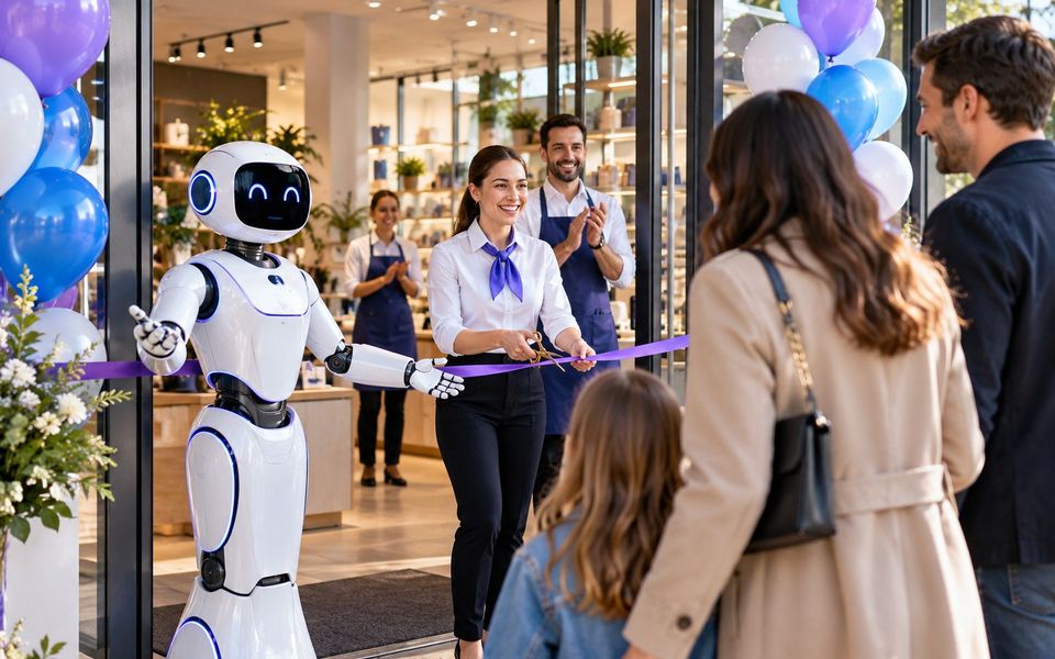 Ilustrační snímek: Robot při slavnostním otevření nové prodejny