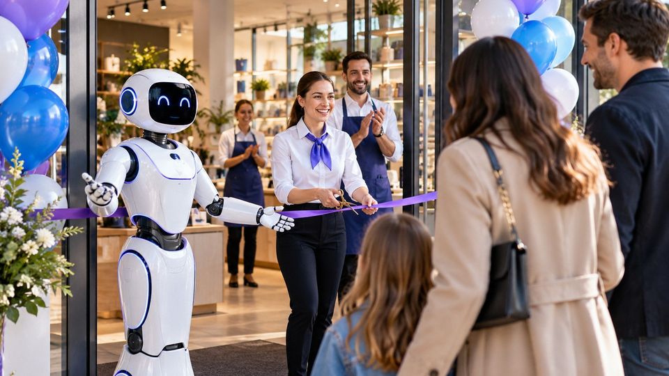 Ilustrační snímek: Robot při slavnostním otevření nové prodejny