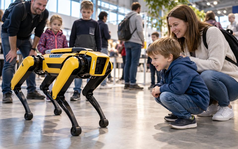 Ilustrační snímek: Robotický pes mezi dětmi a návštěvníky akce